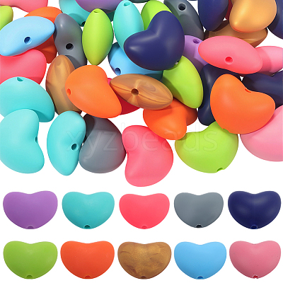60Pcs 10 Colors Food Grade Eco-Friendly Silicone Focal Beads FIND-PA0001-03-1