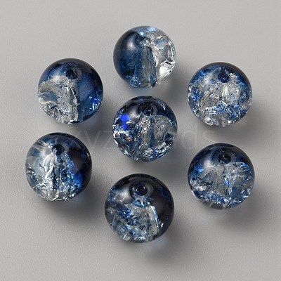 Two Tone Transparent Crackle Glass Beads GLAA-WH0038-15G-1