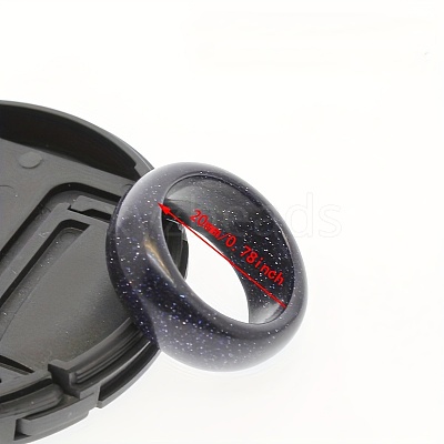 Synthetic Blue Goldstone Plain Band Rings DB0589-9-1