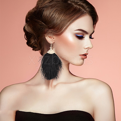 4 Pairs 4 Colors Polyester Tassel Dangle Earrings EJEW-AN0002-13-1