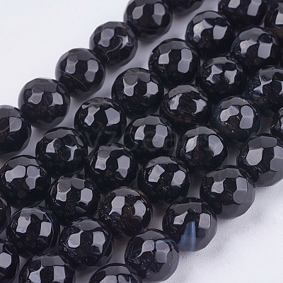 Natural Madagascar Black Agate Bead Strands G-N213C-56-1