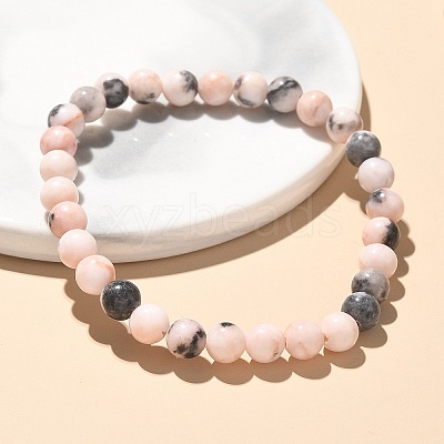 Natural Zebra Jasper Bead Stretch Bracelets BJEW-K212-A-035-1