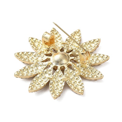 Flower Rhinestone Brooch JEWB-G040-08G-01-1
