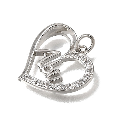 Brass Micro Pave Clear Cubic Zirconia Pendants CU-CBAEEA8-09B-P-1