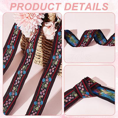 11 Yards Polycotton(Polyester Cotton) Embroidery Flower Ribbon OCOR-GA0001-98A-1