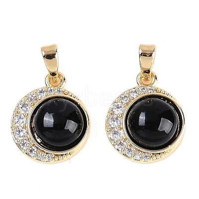 Brass Micro Pave Cubic Zirconia Pendants KK-U043-56G-1