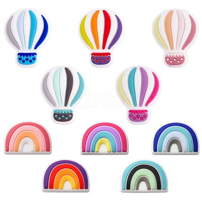 10Pcs 10 Styles Silicone Beads SIL-YW0001-05-1