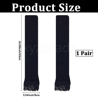 1 Pair Acrylic Fibers Long Mesh Lace Gloves AJEW-CN0006-67B-1