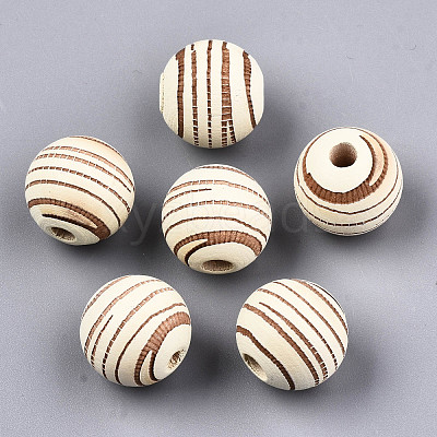 Painted Natural Wood Beads X-WOOD-T021-54B-12-1