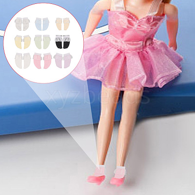 18 Pairs 9 Colors Cloth Doll Lace Short Socks AJEW-GO0001-92-1