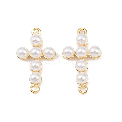 Cross Brass Connector Charms KK-P339-16G-1