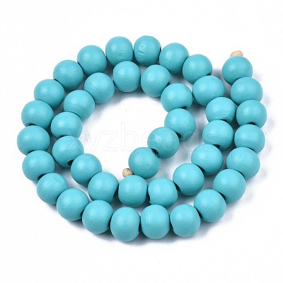 Painted Natural Wood Beads Strands WOOD-S053-54F-1