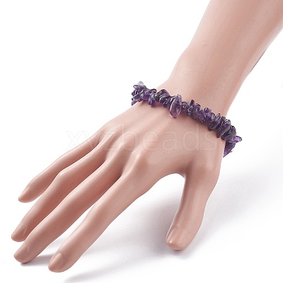 Natural Amethyst Chips Beaded Jewelry Set X-SJEW-JS01232-03-1
