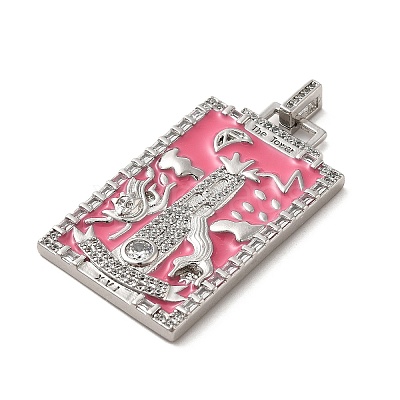 Brass Micro Pave Cubic Zirconia Pendants with Enamel KK-H458-01P-01-1