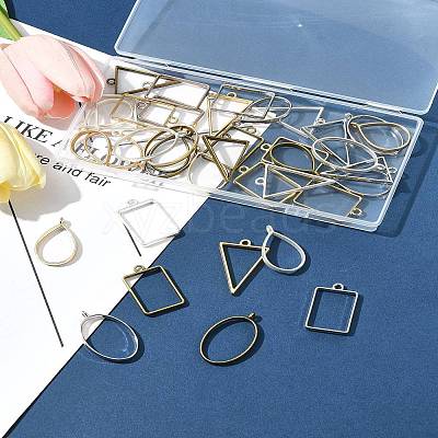 38Pcs 19 Styles Alloy Open Back Bezel Pendants FIND-FS0003-61-1