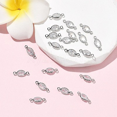 SHEGRACE Brass Pave Cubic Zirconia Oval Connector Charms XGRQ2O400-439A-P-1