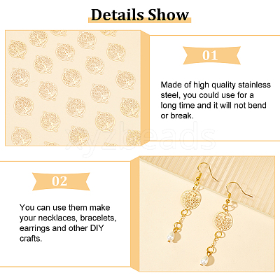 60Pcs Rack Plating 201 Stainless Steel Connector Charms STAS-DC0011-49-1