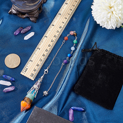 1Pc Natural Chakra Gemstone Dowsing Pendulums AJEW-SC0002-31P-1