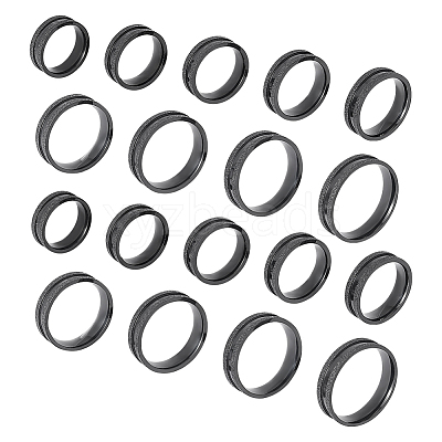 18Pcs 9 Size 201 Stainless Steel Grooved Finger Ring for Men Women STAS-UN0045-60B-EB-1