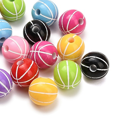 Sports Opaque Acrylic Beads MACR-C043-01-1