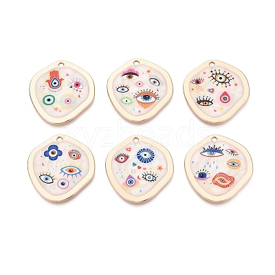 Printed Alloy Enamel Pendants ENAM-N071-11G-1