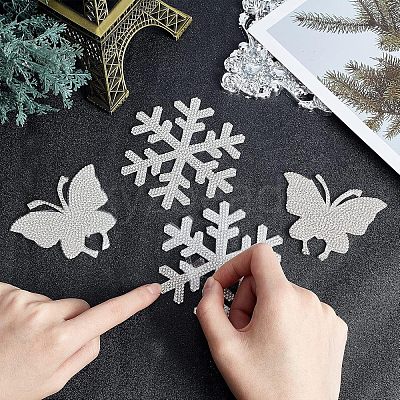 4Pcs 2 Style Snowflake & Butterfly Glitter Hotfix Rhinestone DIY-FH0003-49-1