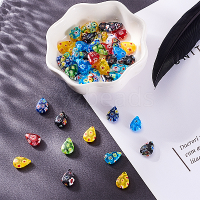 50Pcs Handmade Millefiori Glass Charms LK-CJ0001-07-1