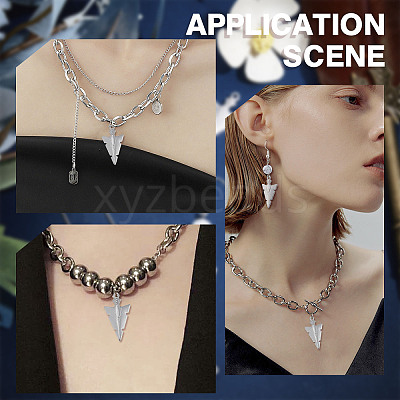50Pcs 201 Stainless Steel Pointed Pendants STAS-SC0004-66-1