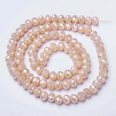 Electroplate Glass Beads Strands X-EGLA-A034-P4mm-B02-1