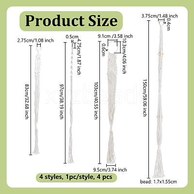 4Pcs 4 Styles Cotton Weaving Rope Wall-Mounted Basket AJEW-OC0015-28-1