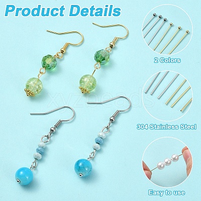 60Pcs 2Colors 304 Stainless Steel Ball Head for Craft Jewelry Making STAS-YW0011-27-1