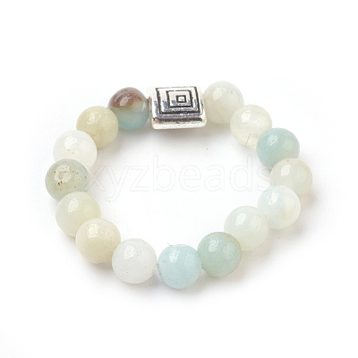 Natural Amazonite Stretch Finger Rings RJEW-JR00221-02-1