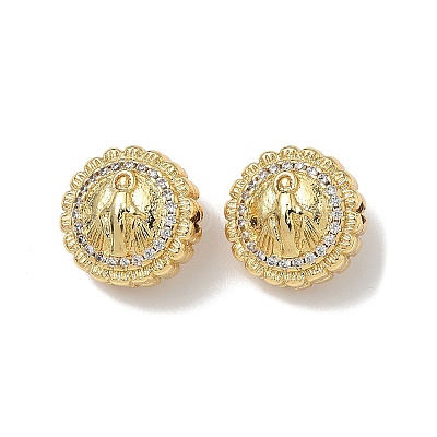 Brass Micro Pave Cubic Zirconia Beads KK-Q068-44G-1