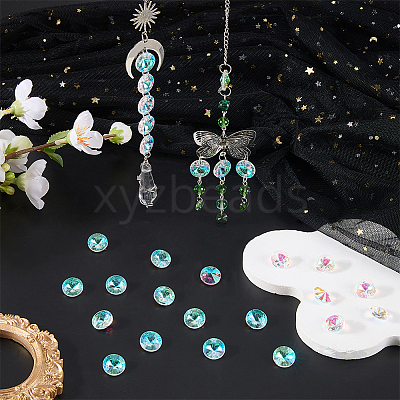 80Pcs Transparent Faceted Glass Connector Charms GLAA-SP0001-88A-01-1