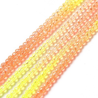 Transparent Gradient Color Glass Beads Strands LS-GLAA-H021-01B-09-1