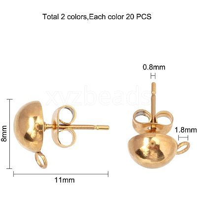 304 Stainless Steel Stud Earring Findings STAS-UN0001-46-1