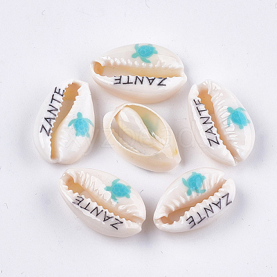 Printed Cowrie Shell Beads SHEL-S276-12-1
