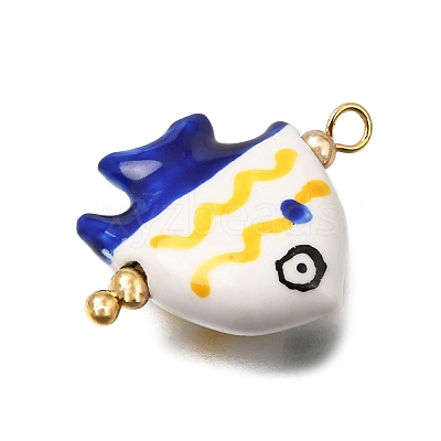 Ocean Themed Hand Painted Ceramic Porcelain Pendants PR-CBA0027-05G-03-1