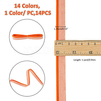 14Pcs 14 Styles Polycotton & Polyester Ribbon OCOR-FH0001-35B-1