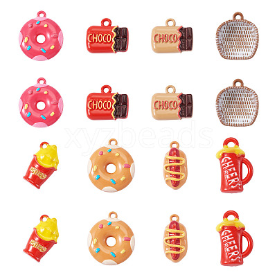 16Pcs 8 Styles Baking Paint Alloy Pendants FIND-TA0009-64-1