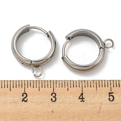 Tarnish Resistant 201 Stainless Steel Huggie Hoop Earring Findings STAS-P283-01W-P-1