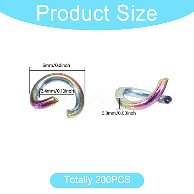 Ion Plating(IP) 304 Stainless Steel Open Jump Rings STAS-CA0002-21B-1