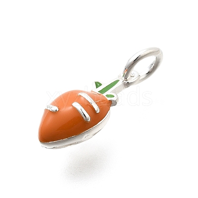 925 Sterling Silver Dark Orange Enamel Charms STER-H116-01B-S-1