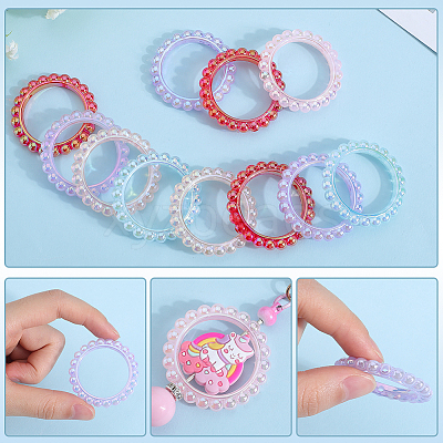 30Pcs UV Plating Opaque Acrylic Beads Frames PACR-SP0001-03-1