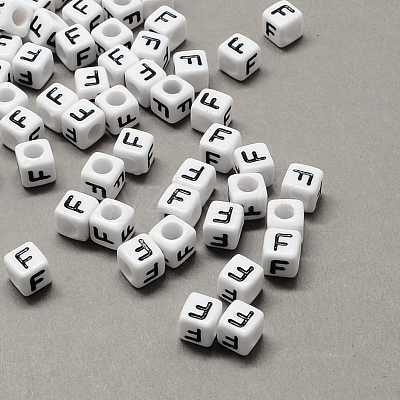 Large Hole Acrylic Letter European Beads SACR-Q103-6mm-01F-1