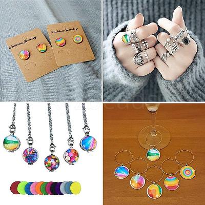 Printed Glass Flat Round Cabochons GGLA-N004-12mm-G-WH-1