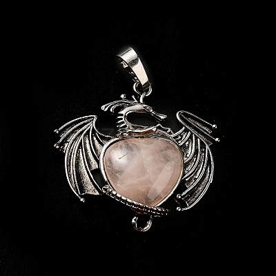 Natural Rose Quartz Heart Pendants KK-K331-01AS-06-1