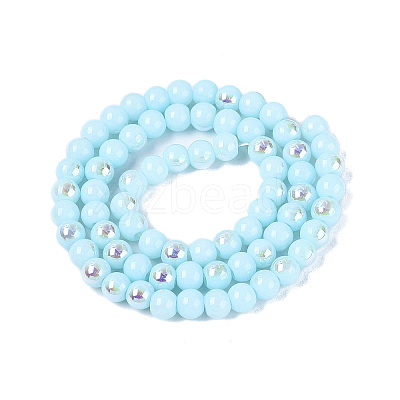 Electroplate Opaque Glass Beads Strands LS-EGLA-Q132-6MM-01C-12-1