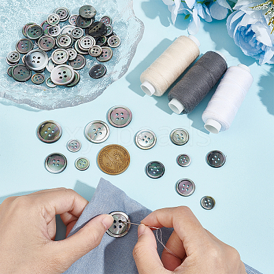 26Pcs 4 Style Natural Shell Buttons BUTT-NB0001-67-1