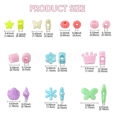 50Pcs 10 Styles Opaque Plastic Beads KY-YW0001-68-1